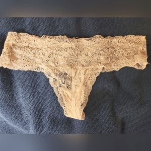 Victoria's Secret Tan Lace Thong Size S